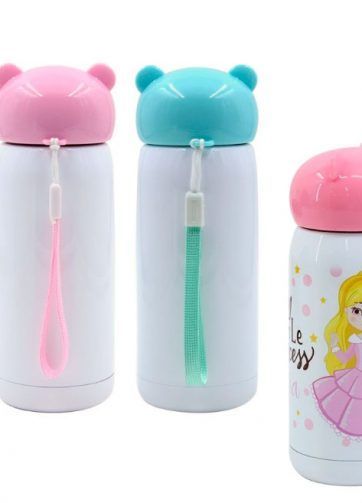 Botella de acero inoxidable con tapa en forma de oso