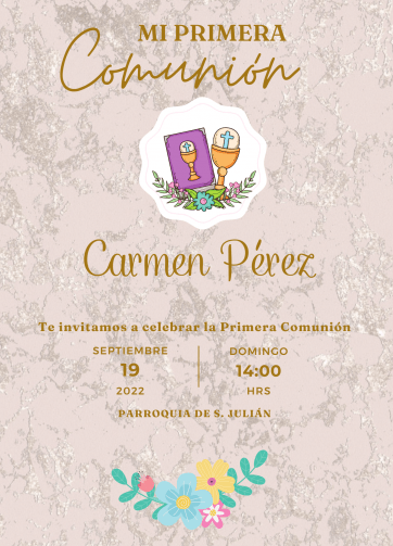 invitaciones personalizadas de comunión