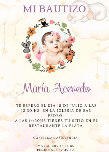 Invitaciones personalizadas De Bautizo online en Creativa Aceper