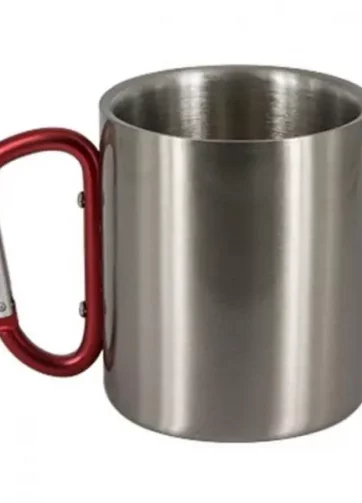 Taza de acero con asa de mosquetón