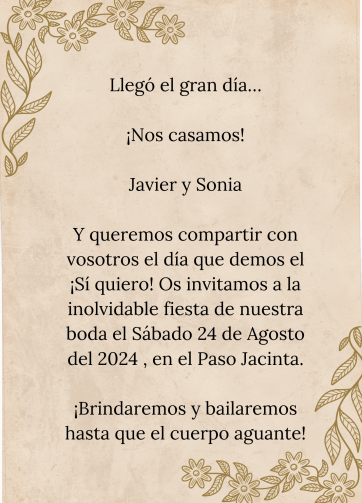 invitación de boda